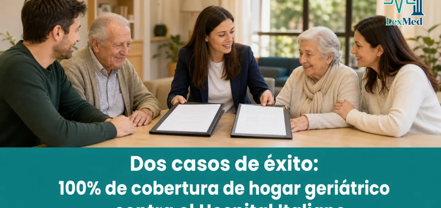Caso de éxito de nuestro estudio: 100% de cobertura de hogar geriátrico en dos casos contra el Hospital Italiano 1 cobertura de hogar geriátrico